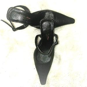 Black leather slingback heels